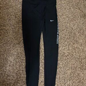 Nike Dri Fit Womens Running Leggings Small Black Full Length Back Zipper Pocket